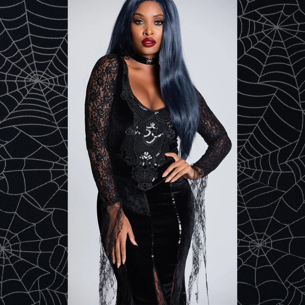 Morticia Costume | Dreamgirl Women's Frightfully Beautiful Plus Size | 1X